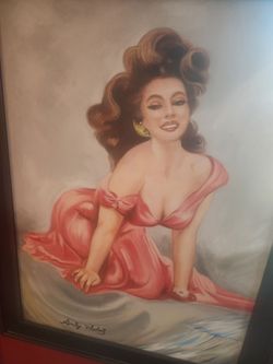 Framed Pin-Up Portrait Paintin of Sophia Loren Signed Andy Warhol