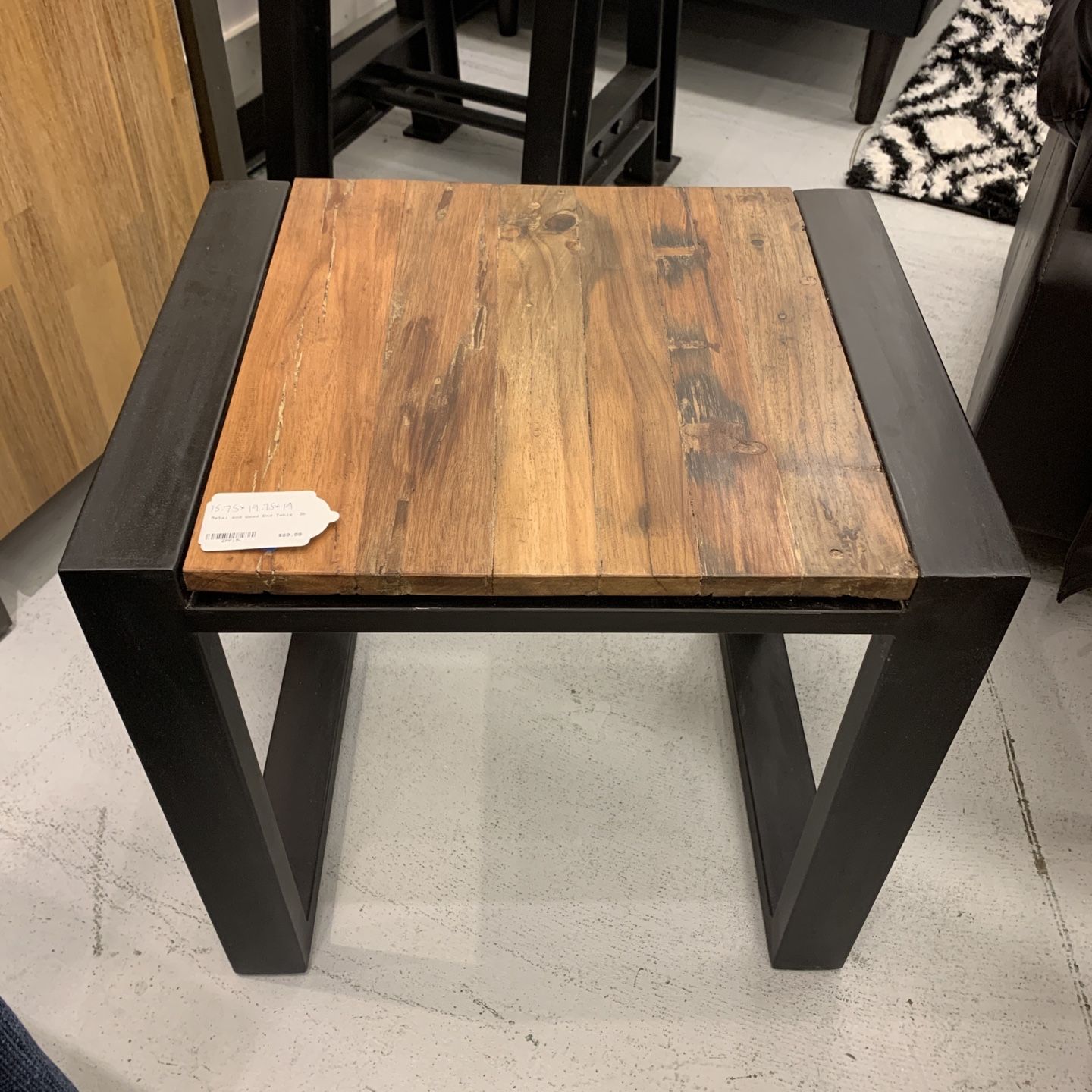 Metal and Wood End Table