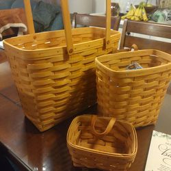 3 Canastas 🥰👍 hechas a Mano , en exelente condicion