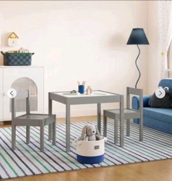 Mainstays Kids Juego de Mesa de Actividades y Sillas de Borrado en Seco de 3 Piezas, Gris