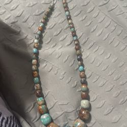 Jay King Turquoise Sterling Necklace Adjustable 18.5" 20.75" Blue Green 925 Silver Desert Rose Tradi