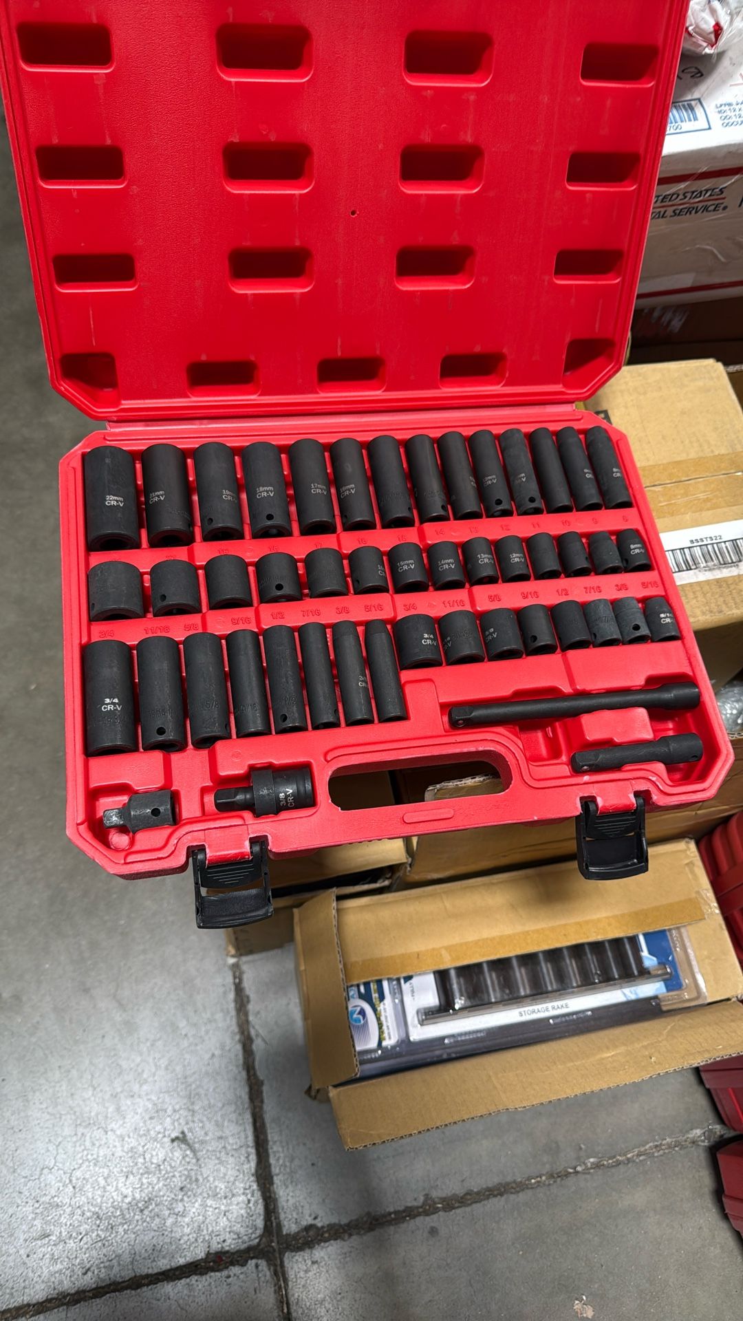 48pc 3/8” 1/2” Drive Combination Impact Socket Set Metric And SAE Sockets 