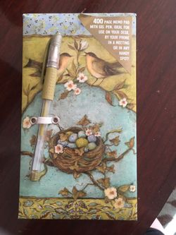 Thick writing book 400 pages with pen attached