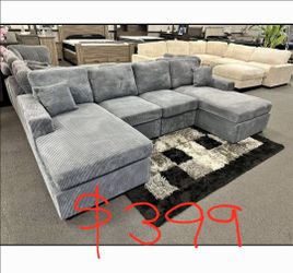 Gray corduroy Sectional sofa
