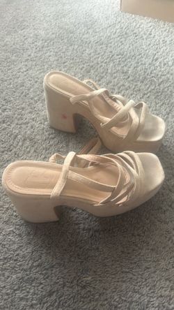 Beige Platform Block Heel Sandals