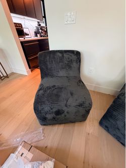 Set of 2 Upholstered Curved Modern Accent Chair in Grey