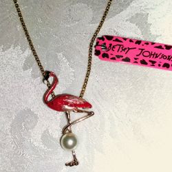 Designer Betsey Johnson "Flamingo" Necklace