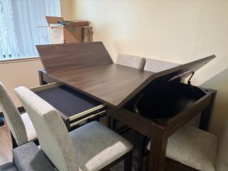 Dining Table with Storage and 6 Chairs