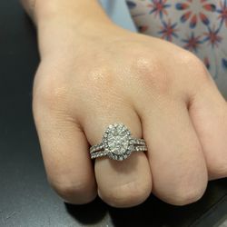 1 Ct Genuine Oval Bridal Set