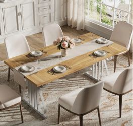 Brand new 70.9" Modern Rectangular Dining Table with Decorative Metal Frame