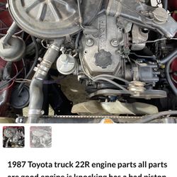 1987 Toyota truck 22R engine parts all parts are good engine is knocking has a bad piston but all the parts are good if you see something you need let