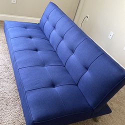 Blue Convertible Sofa with Serta Mattress - pristine condition