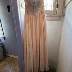 Long Pink Strapless Prom Dress With Sequence