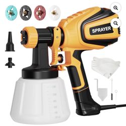 VONFORN Paint Sprayer, 700W HVLP Spray Gun with Cleaning & Blowing Joints, 4 Nozzles and 3 Patterns, Easy to Clean, for Furniture, Cabinets, Fence, Wa
