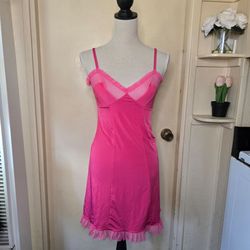 Victoria Secret Vintage Y2K Hot Pink Sleepwear Slip Nightgown Dress