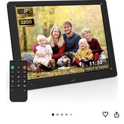 Marco de fotos digital de 10.1 pulgadas con unidad flash USB gratuita de 32 GB, pantalla IPS HD de 1920 x 1080, marco de fotos digital, sensor de movi