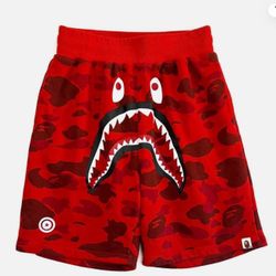 BAPE Color Camo Shark Sweatshorts Red Men’s