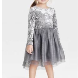 Size 2T Toddler Girl Silver Glitter Dress Holiday Party