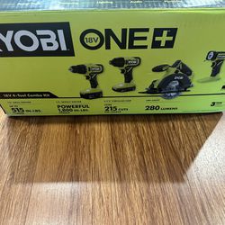 Ryobi 4 Tool Set With Batteries (Almost New)