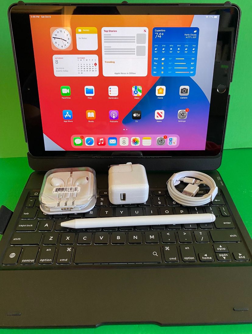 Apple IPad 7th Generation (10.2” Retina /Latest IOS 17/ 2019 model) 32GB with stylus pen, keyboard case & Accessories (Apple pencil supported)