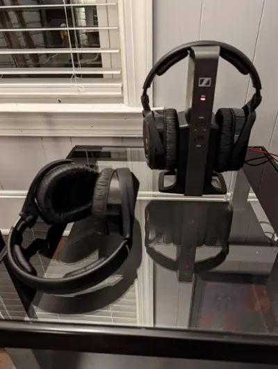 2 Headphones! Sennheiser - RS 175 RF Wireless Headphone System for TV Listening with Bass Boost and Surround Sound Modes - Black