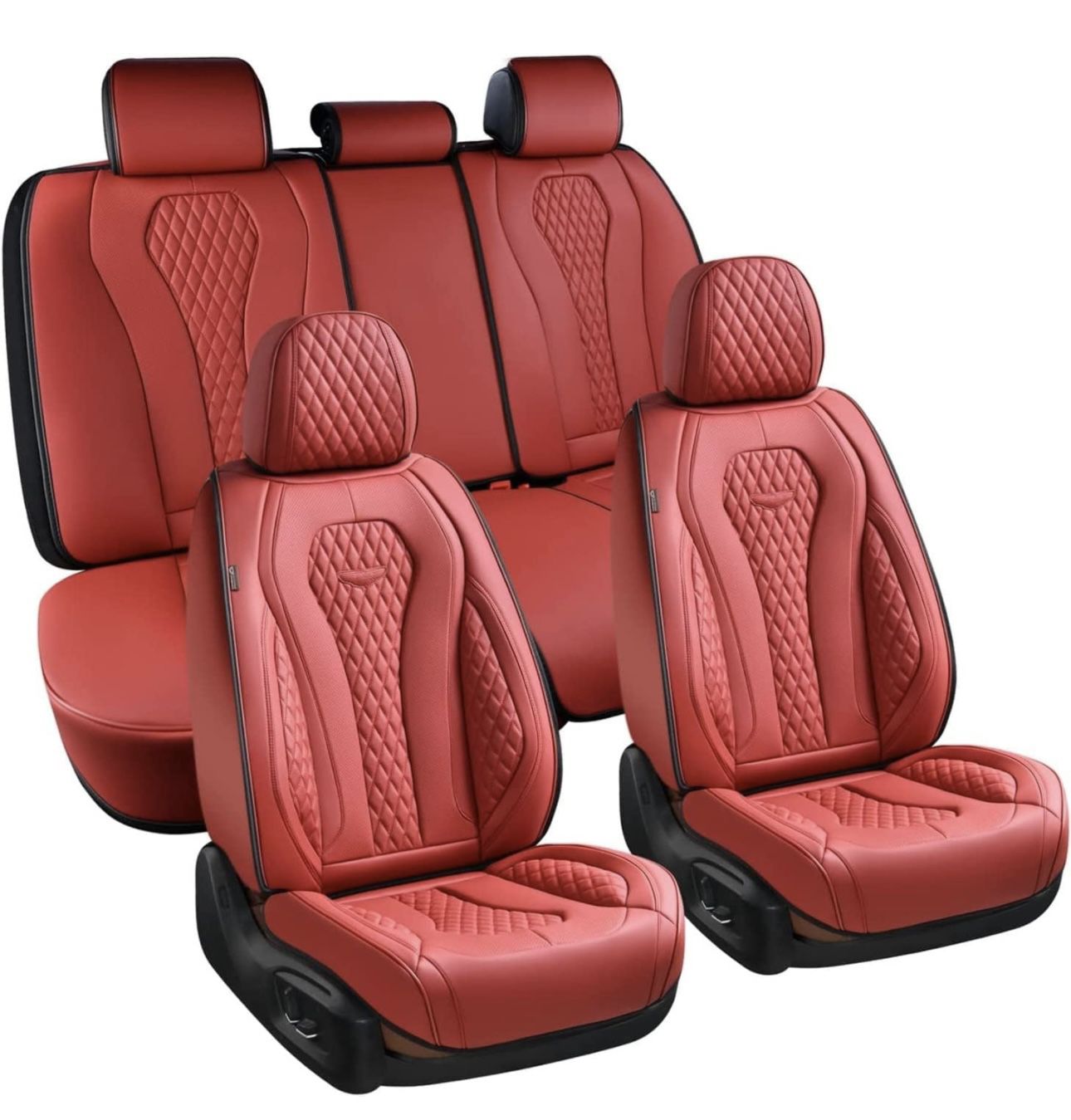 (SEALED BRAND NEW)Coverado FULL SET Seat Covers,Car Seat Covers , Red Car Seat Cover, Car Seat Covers Front Seats Back Seat Cover, Waterproof LEATHER.