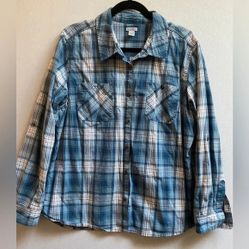 Carhartt Blue White Plaid Shirt Sz 16/18 Sz L