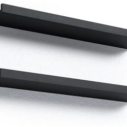 Long Floating Shelves, 2 Set Modern Black Wall Shelf for Bedroom, Nursery Book Shelf with Lip, Picture Ledge Shelf for Living Room Bathroom Kitchen - 