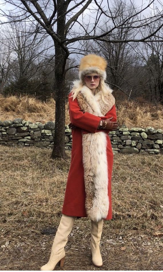Hattie Carnegie Vintage Wool & Fox Fur Coat
