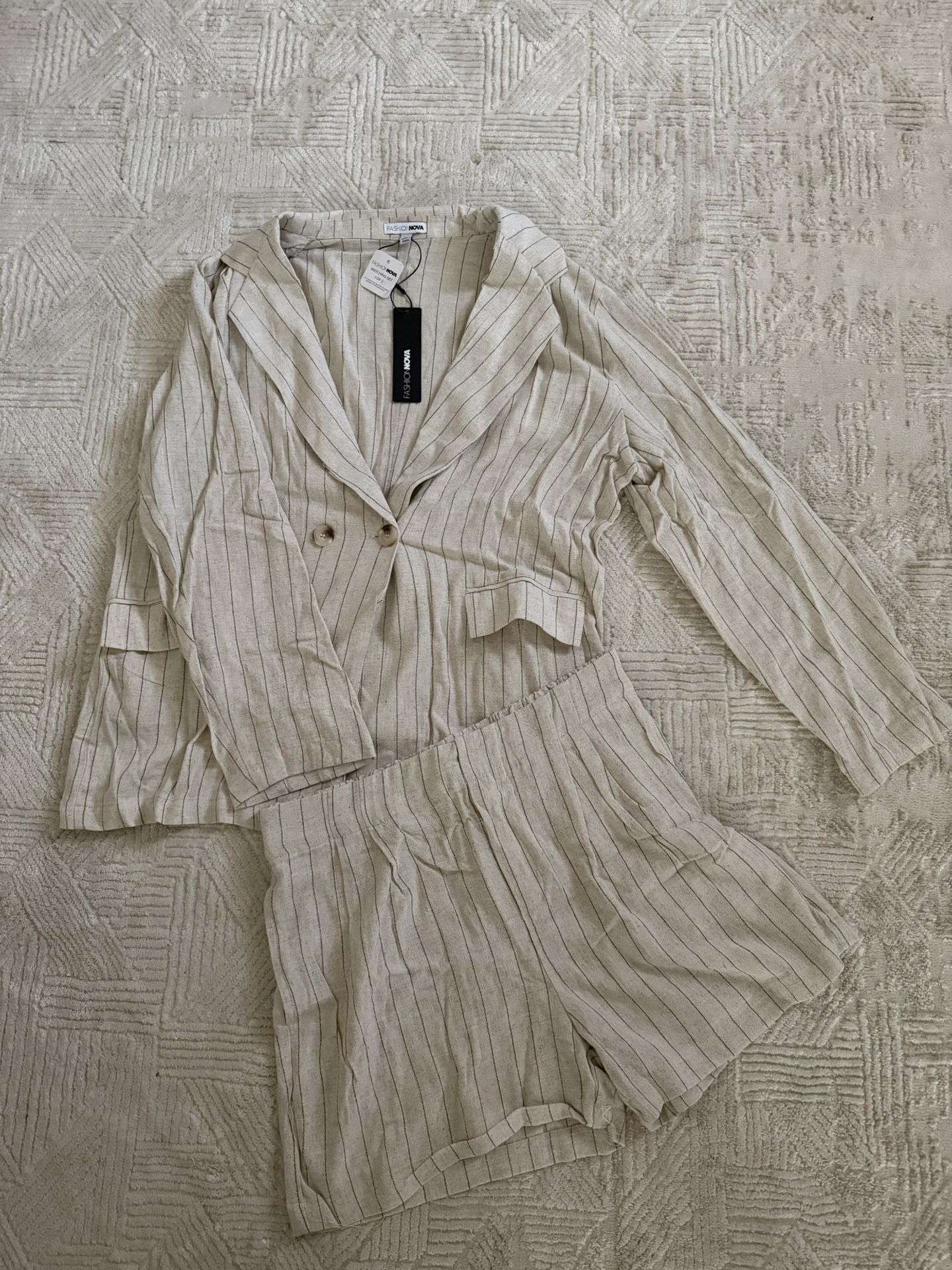 Fashion Nova Women’s Monterey Linen Blazer Short Set Size XL