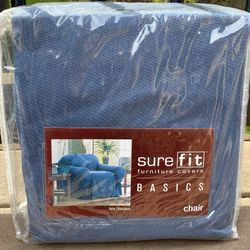Furniture cover for a chair  32” to 42” brand new , great denim blue color.