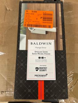 Baldwin Spyglass Satin Nickel Entry Door Handle Reversible Lever | Keyed Lock w/SmartKey Technology
