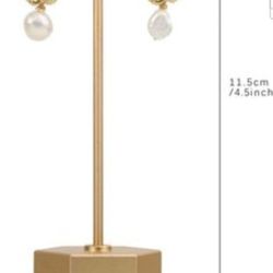 GemeShou Gold Metal Earring T Bar Stand Retail display holders for show, Jewelry Online stores Photo