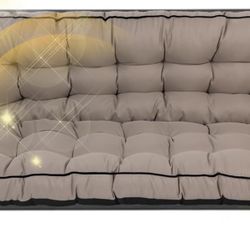 Three Seat Porch Swing Cushion, Waterproof Replacement Cushions with Backrest, Outdoor Garden Patio Furniture, 4 Inch Thick Cushions with Ties (Khaki,