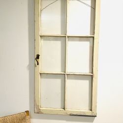 Hanging Antique Wood Window Frame 6 Pane Display Art Farmhouse Country Cottage
