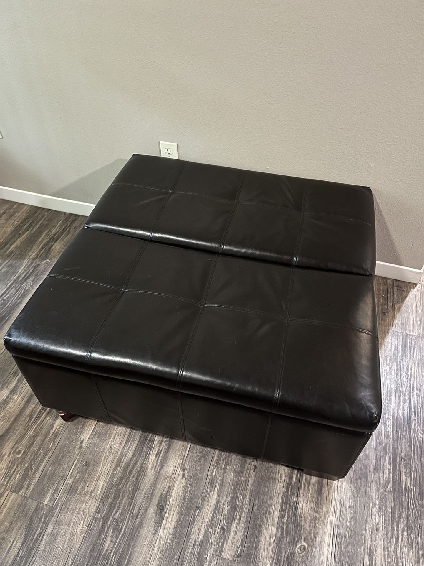 Double Storage Ottoman in Leather