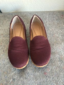 Burgundy Mesh Slip-On Loafer Flats