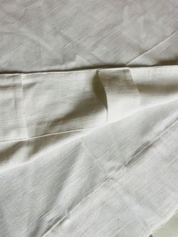 2 New White Linen Curtains 64 Inches By 46 Inches, 4 Inch Wide Curtain Rod Holders