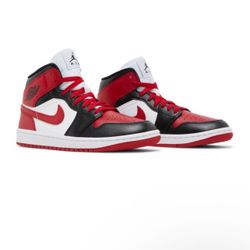 Air Jordan 1 Mid – Red/White/Black Womans 8