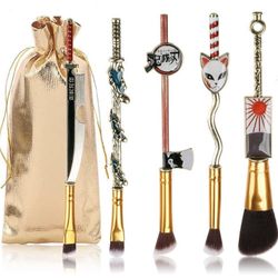 5PCS Demon Makeup Brushes Set,WeChip Anime Peripheral Makeup Brush Set with Storage Bag
