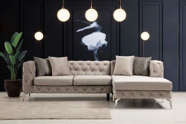 Piera Velvet Gray Reversible Sectional