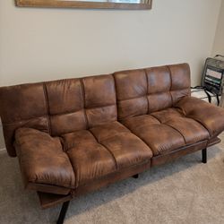 Brown Leather Multi-Function Sofa / Couch / Loveseat - Great Condition