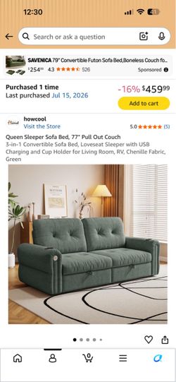 Howcool Queen Sleeper Sofa Bed Pull Out Couch