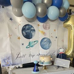 First birthday Space Theme Backdrop 