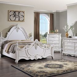 Brand New White Upscale 4pc Queen Bedroom Set (Available In Eastern King)