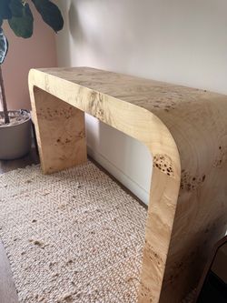 Burl Wood Waterfall Console Table - Modern Entryway Table