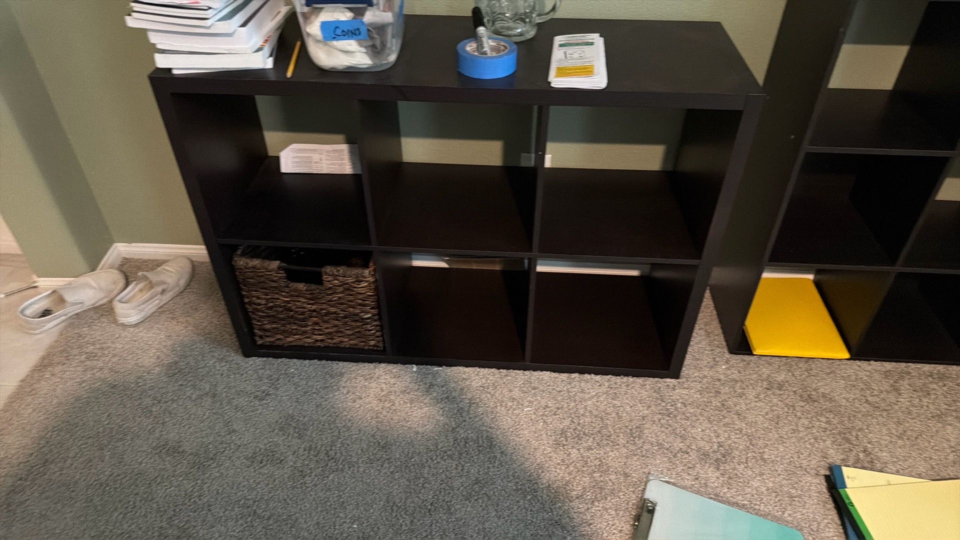 Black 6 cube bookcase shelves