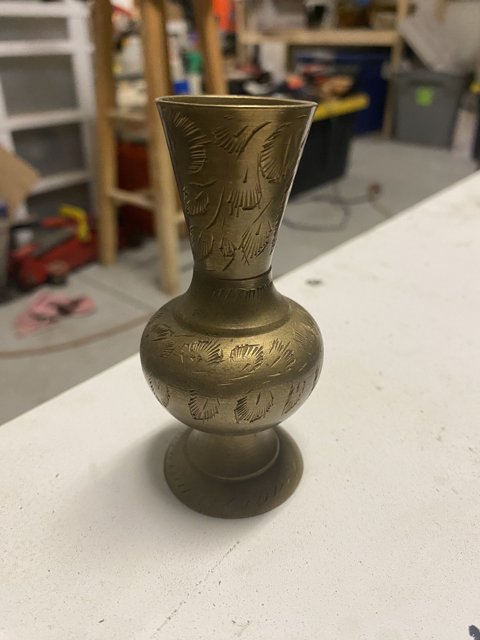 Small Brass Etched Urn
