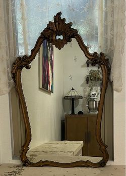 Vintage Ornate Gold Rococo Style Wall Mirror
