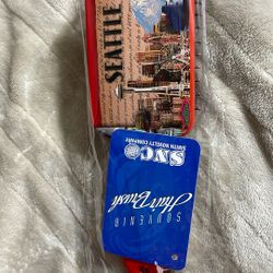 This is a hairbrush featuring a design inspired by Seattle, Washington.